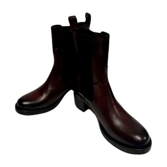 EMANUELE CRASTO Italy Leather Chelsea Boots, women’s shoes sz 10, 41 EU New wine - Picture 16 of 16